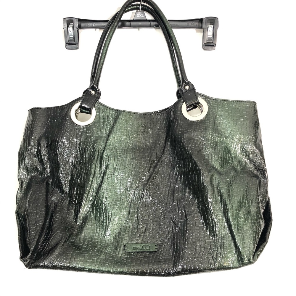 Nine & Co by Nine West Green/Black Croc Tote
